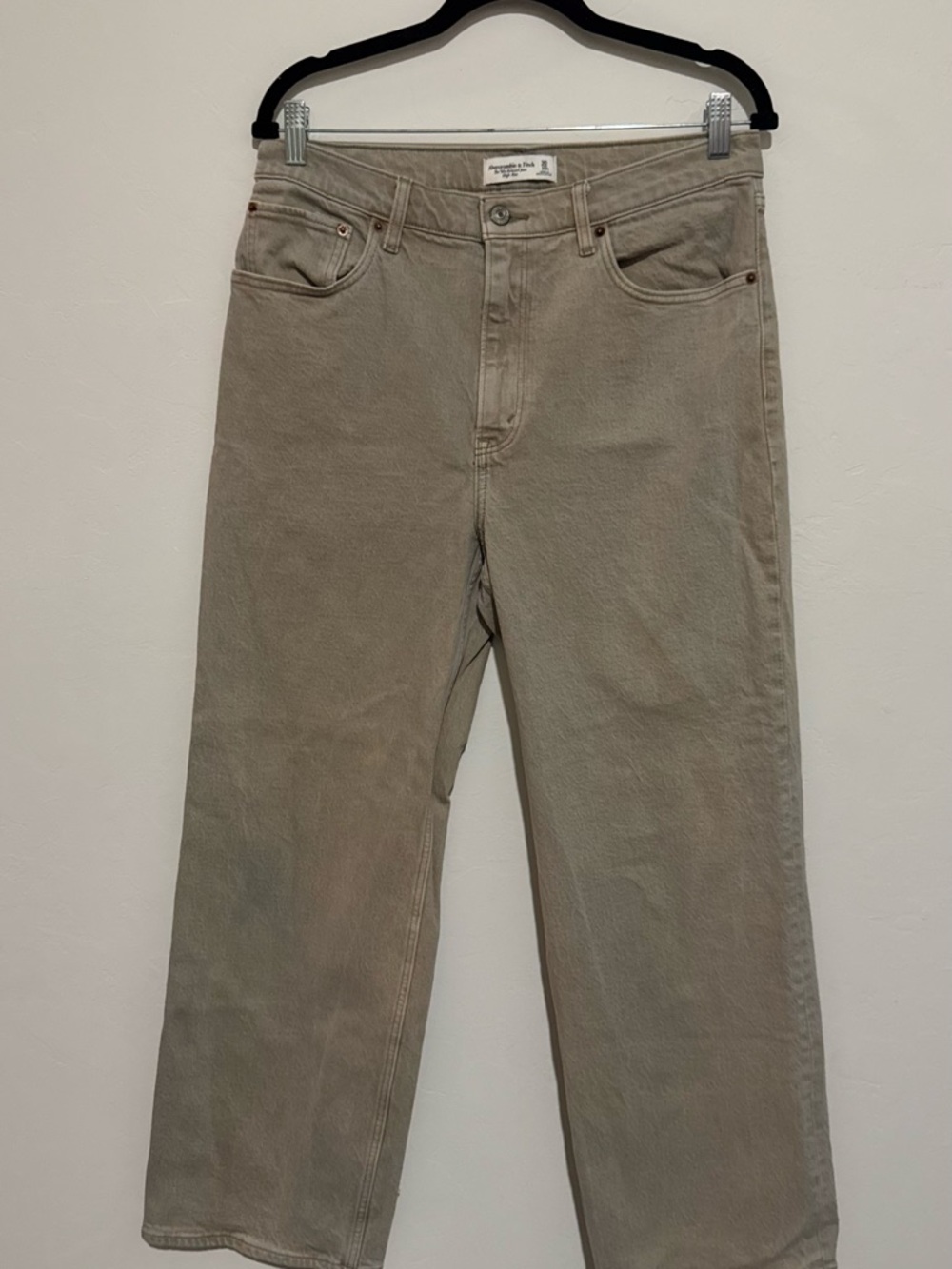 A&F Neutral Straight Leg Jeans High Rise Size 30 Beige Vintage Style